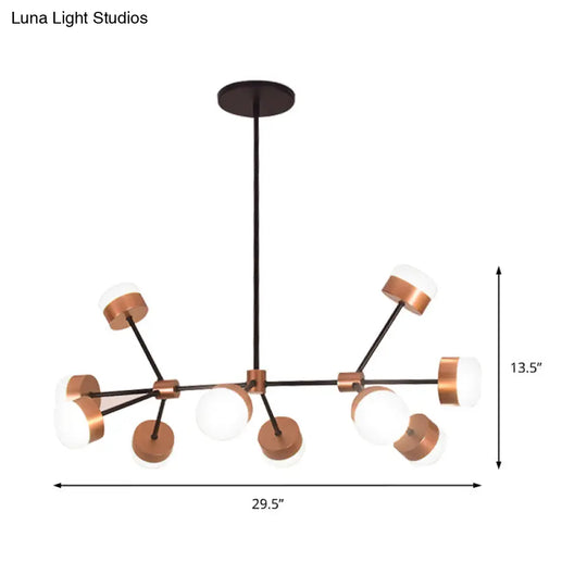 Modern Sputnik Gold Pendant Light For Bedroom - Acrylic 10/12-Head Ceiling Island Drop