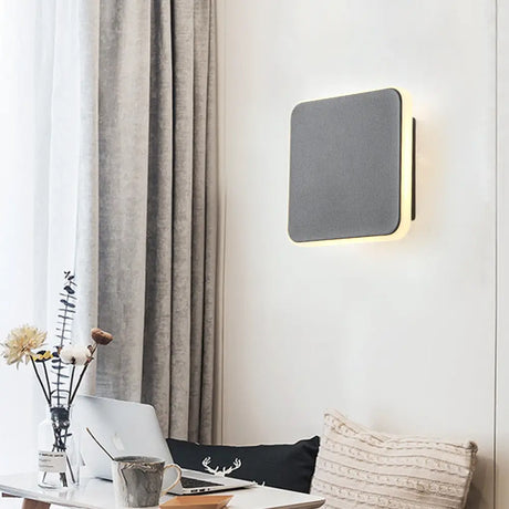 Modern Square 1-Light Study Room Wall Sconce In Black/White With Warm/White Light
