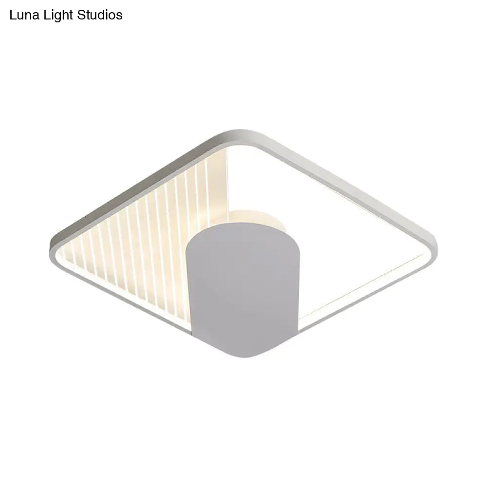 Modern Square Acrylic Led Ceiling Flush Mount Light (18’/21.5’) - Simple White Finish Super