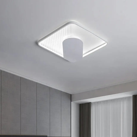 Modern Square Acrylic Led Ceiling Flush Mount Light (18’/21.5’) - Simple White Finish Super