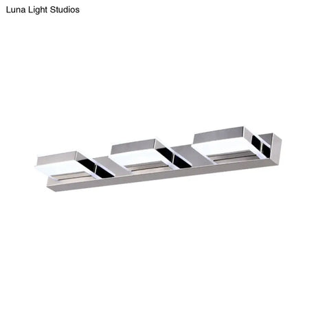 Modern Square Acrylic Vanity Light With Chrome Wall Mount - Available In 1-4 Lights