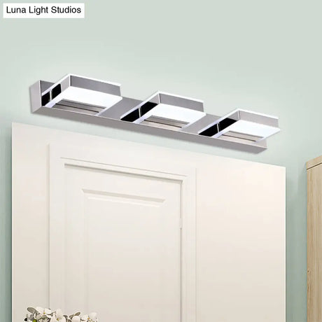 Modern Square Acrylic Vanity Light With Chrome Wall Mount - Available In 1-4 Lights