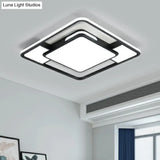 Modern Square Ceiling Flushmount Light In Black And White - Ideal For Bedrooms