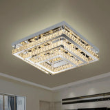 Modern Square Crystal Semi Flush Led Ceiling Light For Bedrooms - Stainless Steel Finish