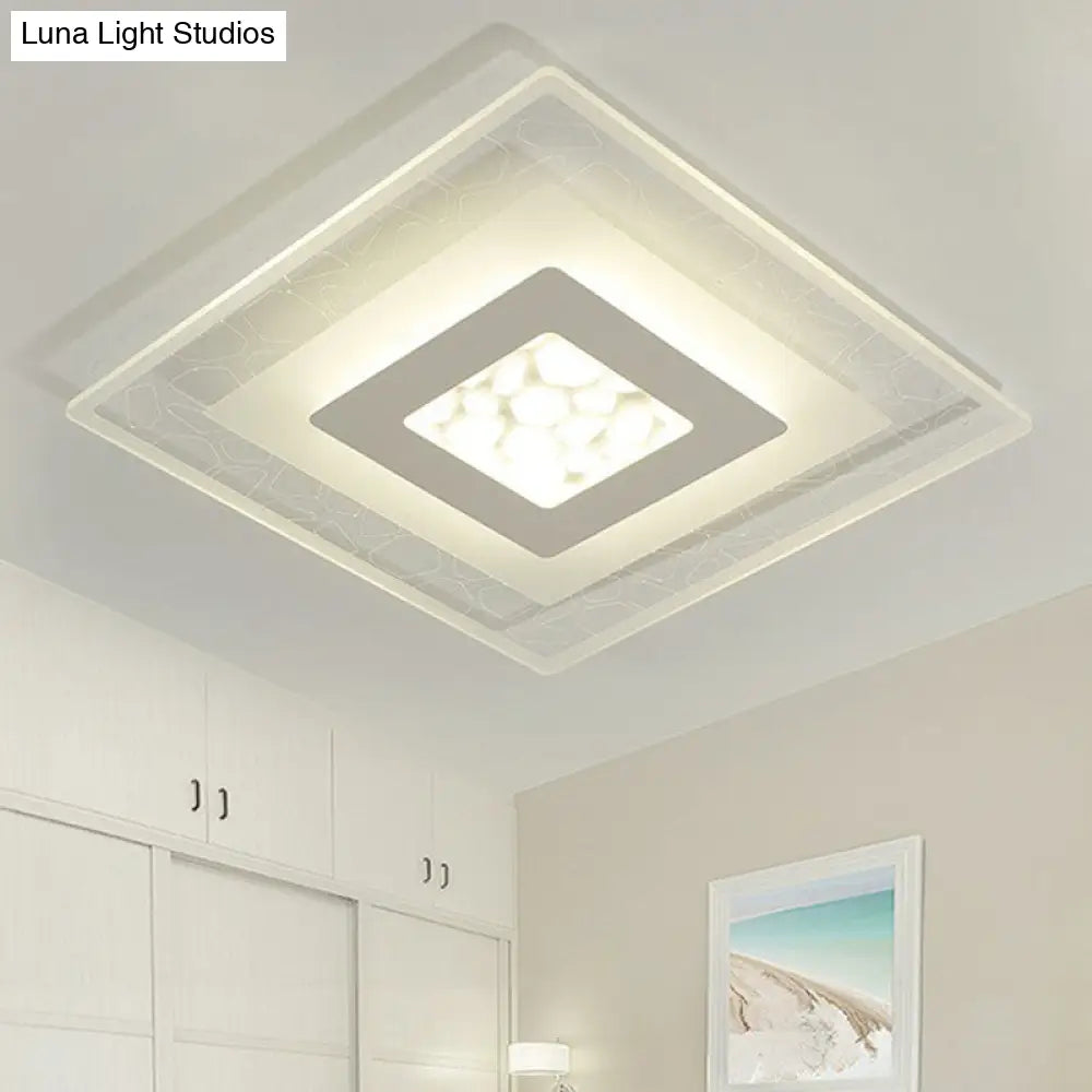 Modern Square Flush Led Ceiling Light Fixture For Bedroom Clear Acrylic Design / 8 Third Gear