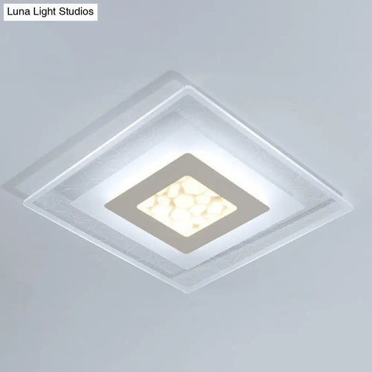 Modern Square Flush Led Ceiling Light Fixture For Bedroom Clear Acrylic Design / 8 2 Color