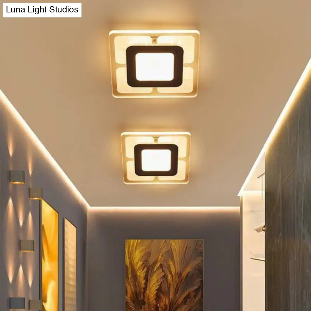 Modern Square Flush Led Ceiling Light Fixture For Bedroom Clear Acrylic Design / 8 Warm
