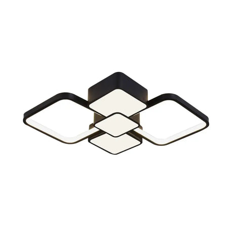 Modern Square Flush Mount Led Ceiling Light In Black With Warm/White 18/21.5 Wide