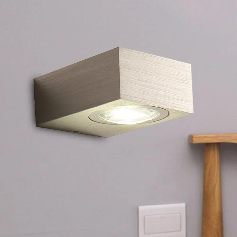 Modern Square Led Sconce Light Fixture For Bedroom Wall - Aluminum Warm/White Black/Silver