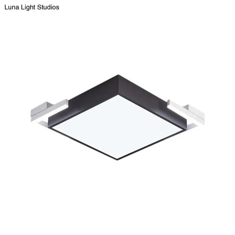 Modern Square Metallic Ceiling Light Fixture: Led Flushmount Lighting In Black/White Warm/White