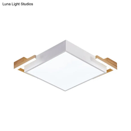 Modern Square Metallic Ceiling Light Fixture: Led Flushmount Lighting In Black/White Warm/White