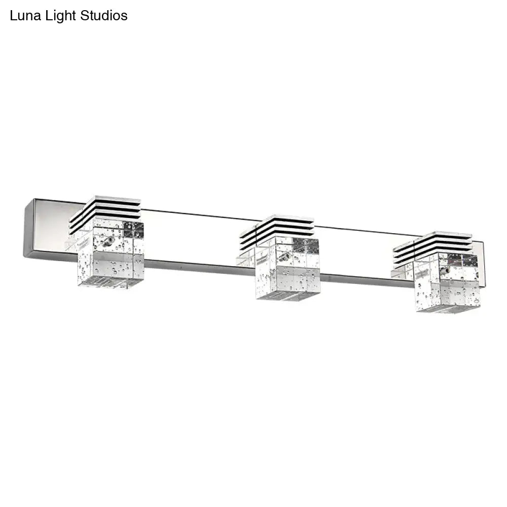 Modern Stainless Steel Bathroom Wall Light With Crystal Bubble Shade