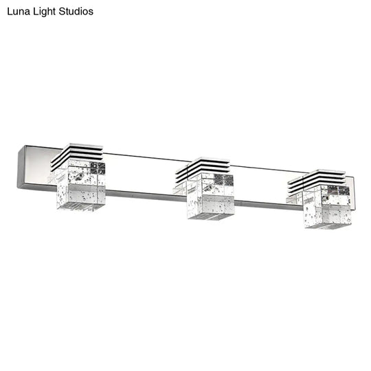 Modern Stainless Steel Bathroom Wall Light With Crystal Bubble Shade