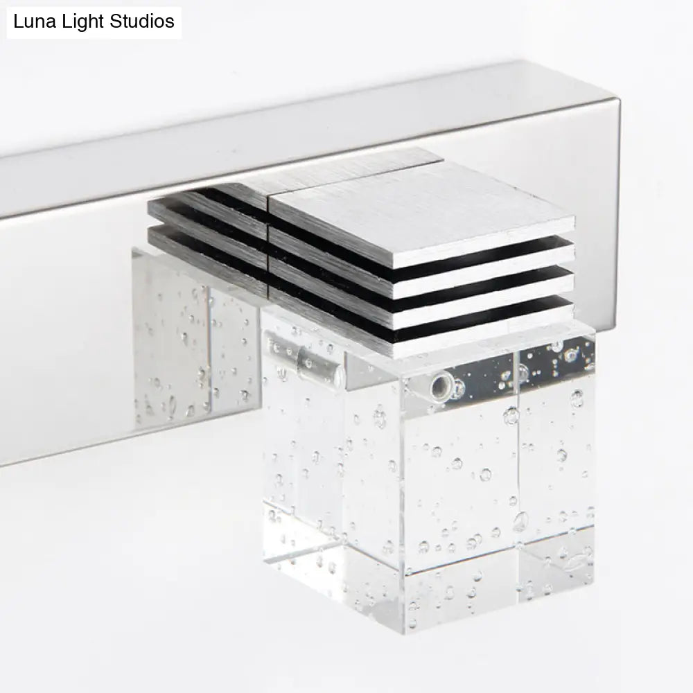 Modern Stainless Steel Bathroom Wall Light With Crystal Bubble Shade
