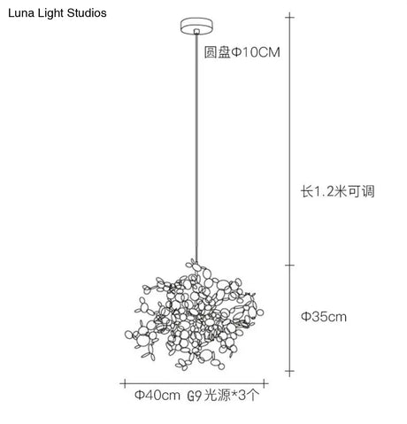 Modern Stainless Steel Leaf Pendant Light - Sequin Chandelier (3-Light) For Clothing Store