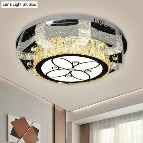 Modern Stainless - Steel Led Ceiling Light With Crystal Twisted/Oval Pattern