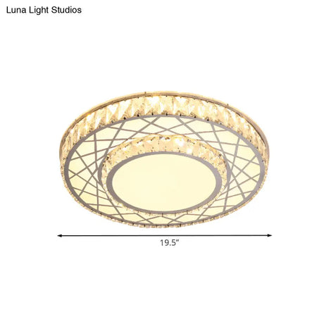 Modern Stainless - Steel Led Crystal Flush Ceiling Mount Light Fixture For Bedroom