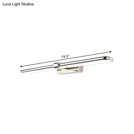 Modern Stainless Steel Led Wall Lamp With Acrylic Oval Shade - Chrome Vanity Lighting Fixture