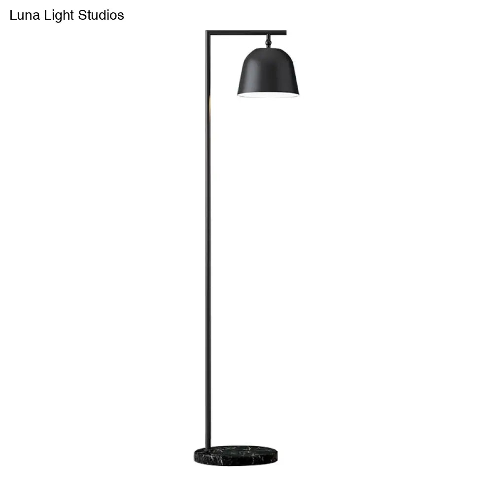 Modern Standing Metallic Floor Lamp In Black/Gold With Marble Base