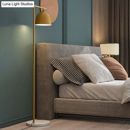 Modern Standing Metallic Floor Lamp In Black/Gold With Marble Base