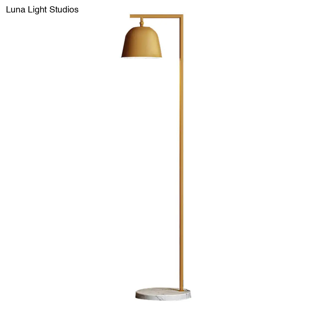 Modern Standing Metallic Floor Lamp In Black/Gold With Marble Base