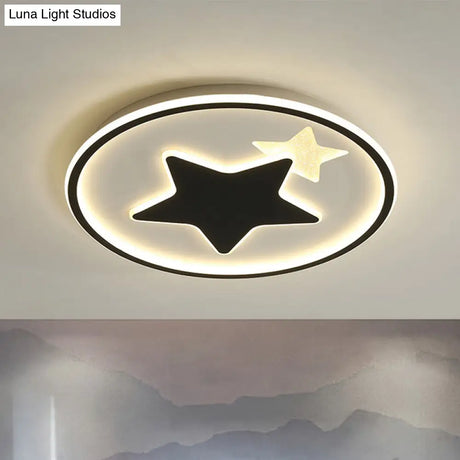 Modern Star Ceiling Light: Acrylic Led Cartoon Lamp In Black/Pink/Blue