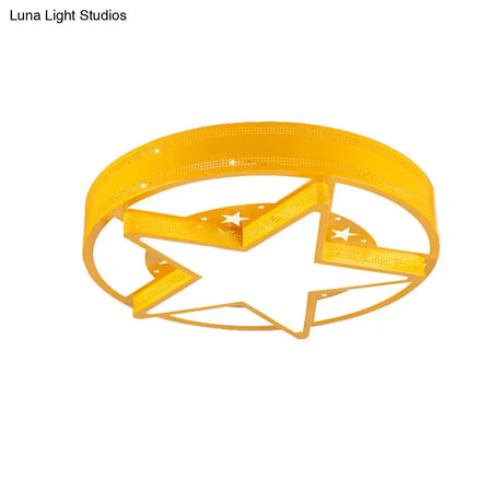 Modern Star Metal & Acrylic Bathroom Ceiling Light - Circle Flush Mount Lamp