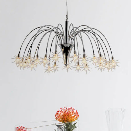Modern Star-Shaped Crystal Chandelier Silver Finish Pendant Light (12/18 Lights) 24 /