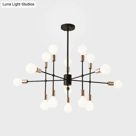Modern Starburst Milk White Glass Chandelier With 12/15/18 Lights For Bedroom Black Pendant Lighting