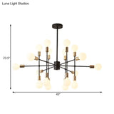 Modern Starburst Milk White Glass Chandelier With 12/15/18 Lights For Bedroom Black Pendant Lighting