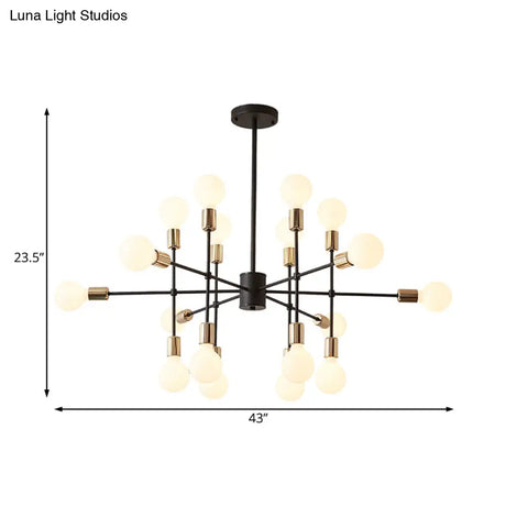 Modern Starburst Milk White Glass Chandelier With 12/15/18 Lights For Bedroom Black Pendant Lighting