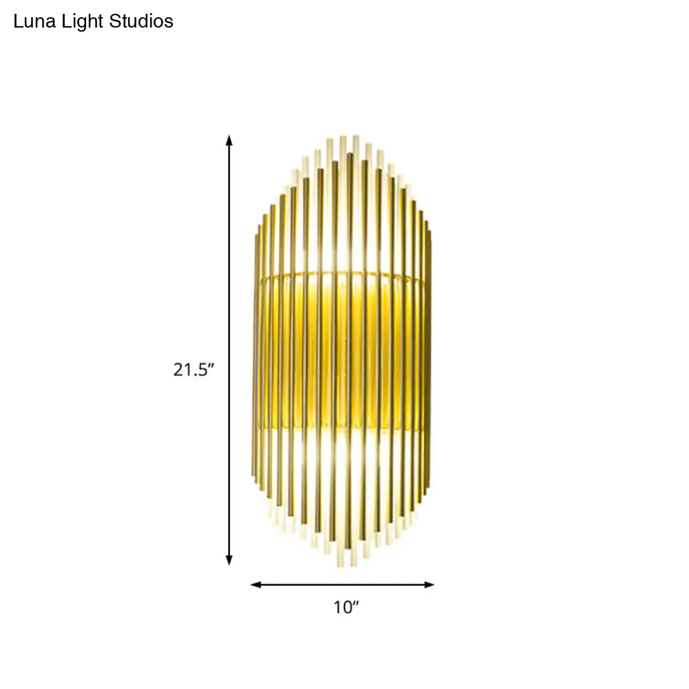 Modern Style Crystal And Brass Wall Mounted Lamp - 2 Lights Pipe Lighting For Bedroom