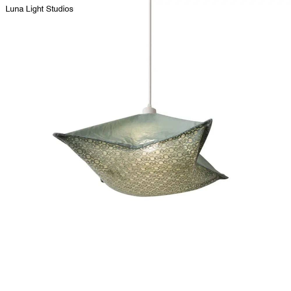 Patterned Fabric Hanging Lamp With Modern Style And 1 Bulb In Light-Purple/White/Green For Living