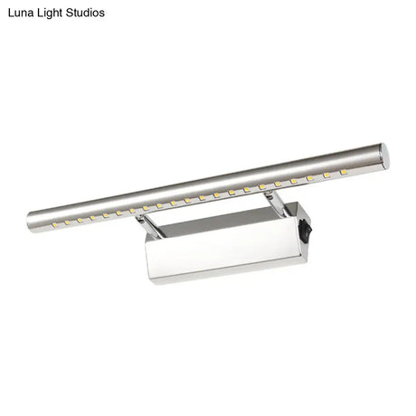 Modern Style Cylinder Vanity Wall Sconce Metallic 10/16 W Led Bathroom Mounted Lamp In Chrome
