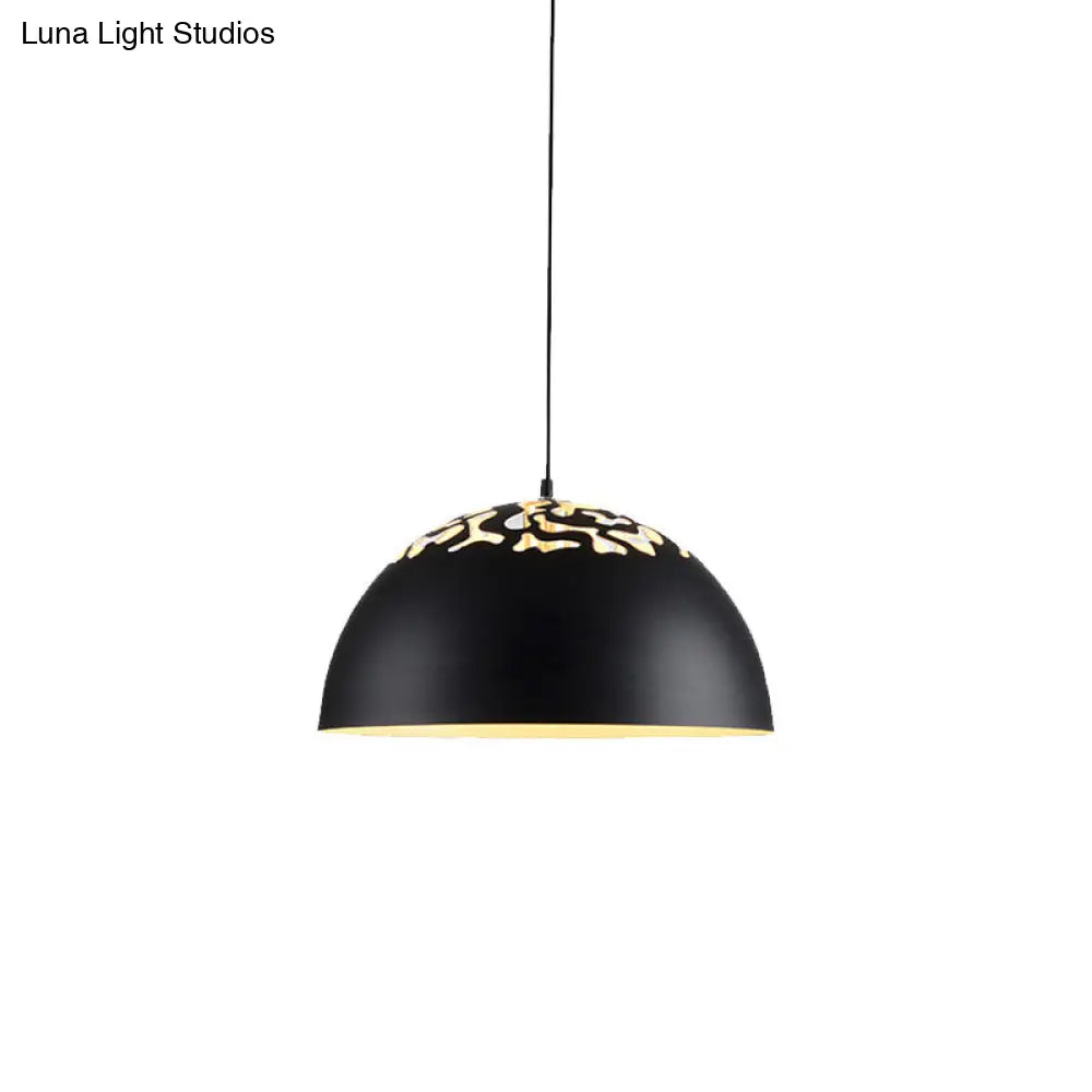 Domed Metal Pendant Lamp - Modern Style Ceiling Light White/Black 14/16/20.5 1 Bulb Ideal For Dining