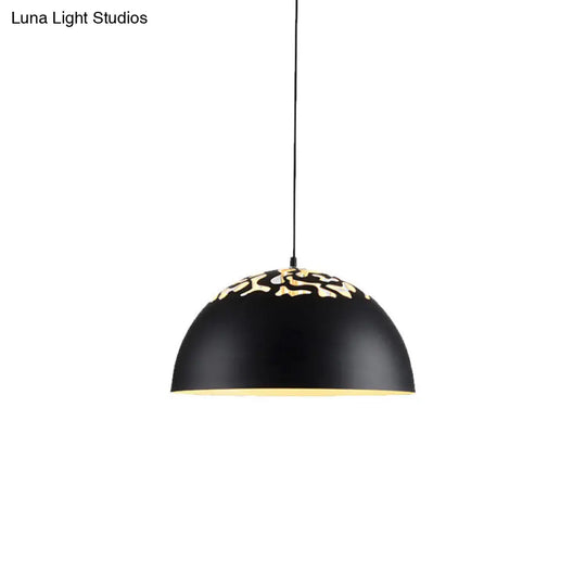 Domed Metal Pendant Lamp - Modern Style Ceiling Light White/Black 14/16/20.5 1 Bulb Ideal For Dining