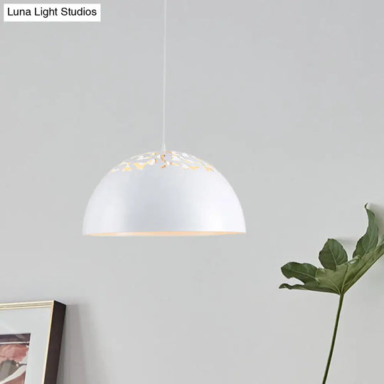 Domed Metal Pendant Lamp - Modern Style Ceiling Light White/Black 14/16/20.5 1 Bulb Ideal For Dining