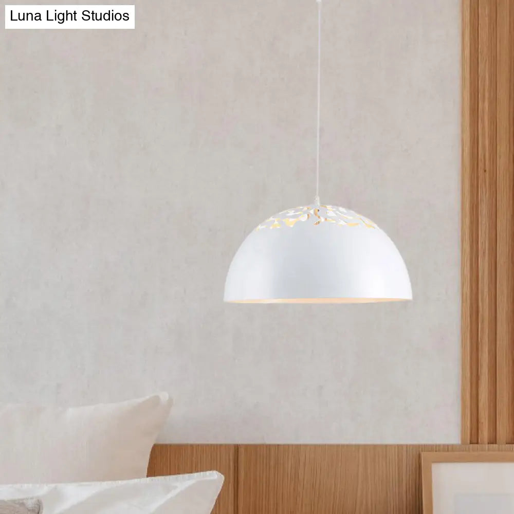 Domed Metal Pendant Lamp - Modern Style Ceiling Light White/Black 14/16/20.5 1 Bulb Ideal For Dining