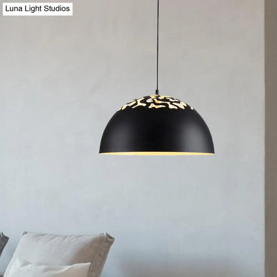Domed Metal Pendant Lamp - Modern Style Ceiling Light White/Black 14/16/20.5 1 Bulb Ideal For Dining