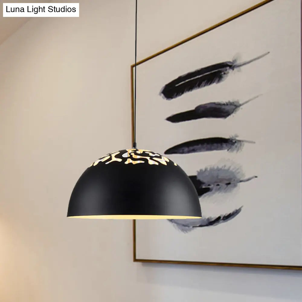 Domed Metal Pendant Lamp - Modern Style Ceiling Light White/Black 14/16/20.5 1 Bulb Ideal For Dining