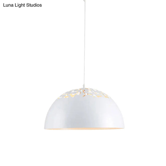Domed Metal Pendant Lamp - Modern Style Ceiling Light White/Black 14/16/20.5 1 Bulb Ideal For Dining