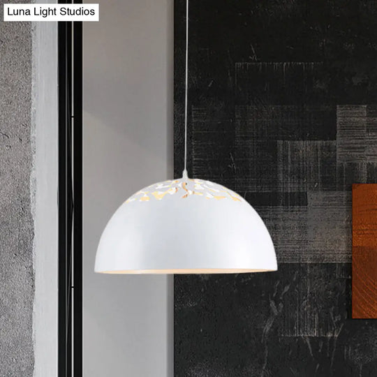 Domed Metal Pendant Lamp - Modern Style Ceiling Light White/Black 14/16/20.5 1 Bulb Ideal For Dining