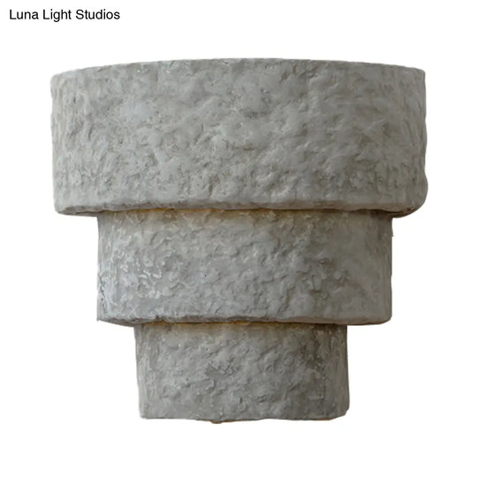 Modern Style Grey Cement Bowl/Cylinder Shade Wall Light - 1-Light Bathroom Fixture