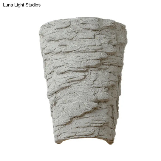 Modern Style Grey Cement Bowl/Cylinder Shade Wall Light - 1-Light Bathroom Fixture