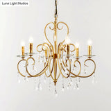 Modern Style Hanging Candle Lamp with Crystal Accent 3/6 Lights Chandelier in Gold