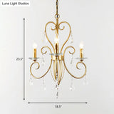 Modern Style Hanging Candle Lamp with Crystal Accent 3/6 Lights Chandelier in Gold