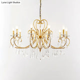 Modern Style Hanging Candle Lamp with Crystal Accent 3/6 Lights Chandelier in Gold