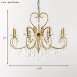 Modern Style Hanging Candle Lamp with Crystal Accent 3/6 Lights Chandelier in Gold