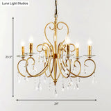 Modern Style Hanging Candle Lamp with Crystal Accent 3/6 Lights Chandelier in Gold