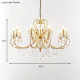 Modern Style Hanging Candle Lamp with Crystal Accent 3/6 Lights Chandelier in Gold